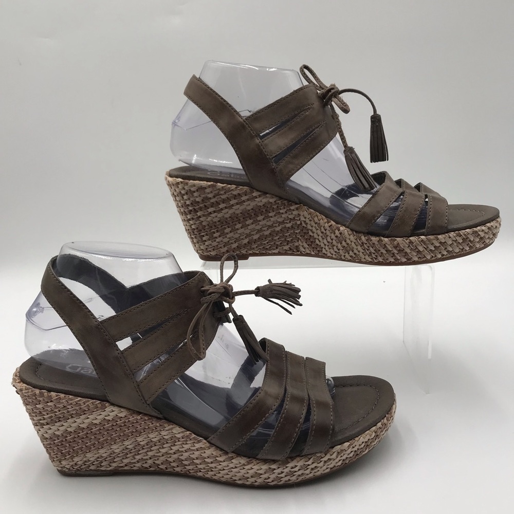 Gabor Lace-Up Braided Wedge Sandals